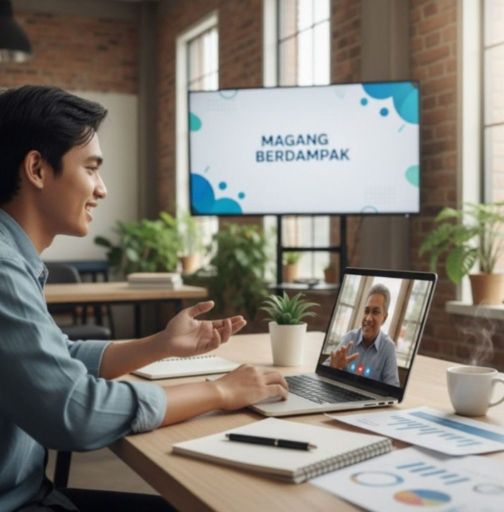 Mentor memberikan arahan kepada peserta magang online untuk mengembangkan mindset profesional.