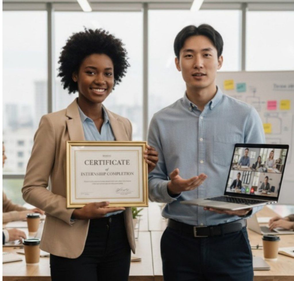 Mahasiswa membandingkan magang bersertifikat dan non-bersertifikat di ruang kerja.