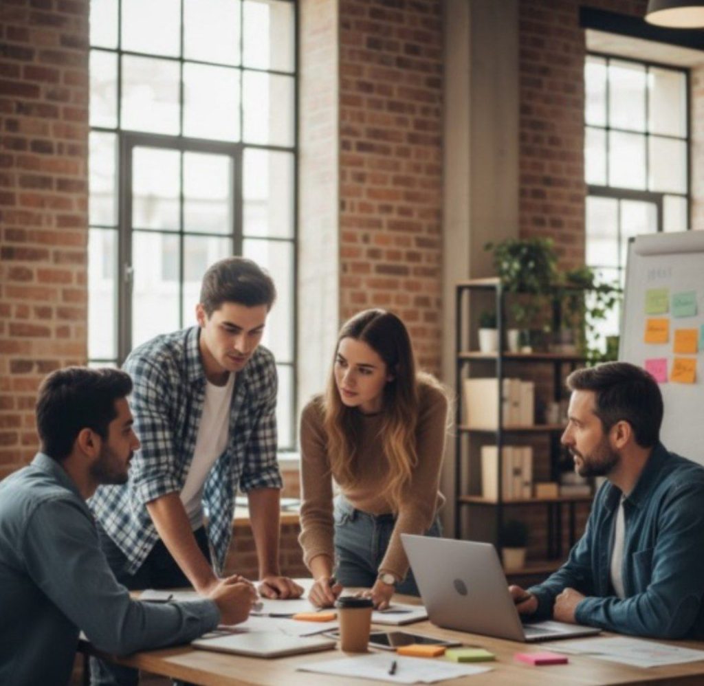 Mahasiswa menjalani magang langsung di kantor dan berdiskusi dengan mentor.