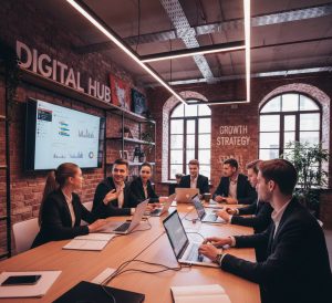 peserta magang bareng Satu Magang sedang bekerja di ruang kerja modern